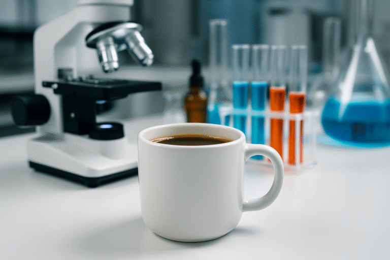 coffee in a science lab